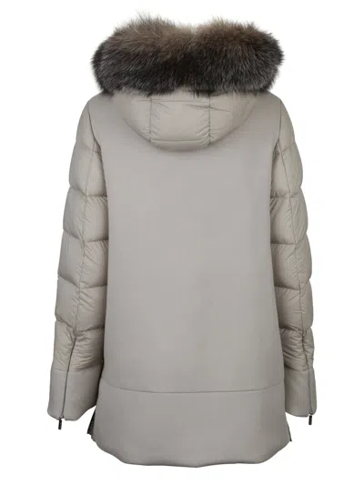 Moorer Quilted Down Jacket Detachable Hood In Gray