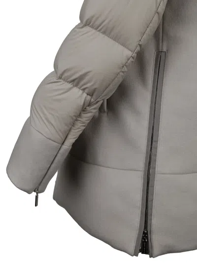 Moorer Quilted Down Jacket Detachable Hood In Gray