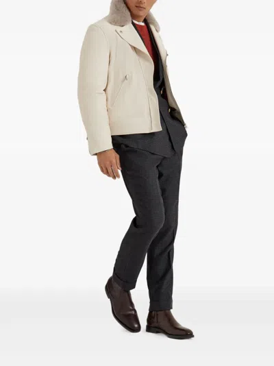 Brunello Cucinelli Virgin Wool-blend Straight-leg Trousers In Black