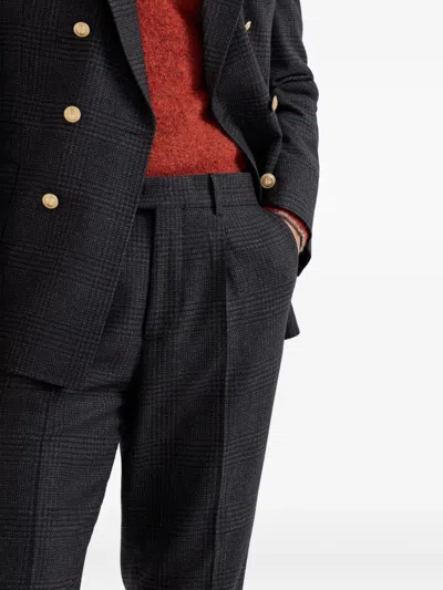 Brunello Cucinelli Virgin Wool-blend Straight-leg Trousers In Black