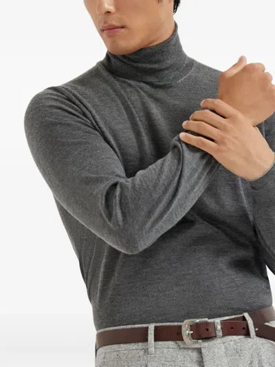 Brunello Cucinelli Cashmere And Silk Lightweight Sweater In Gray
