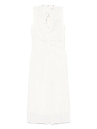 Sandro Draped Midi Dress In White