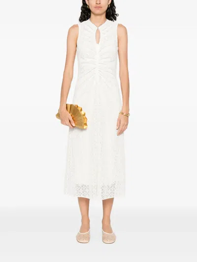 Sandro Draped Midi Dress In White