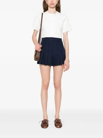 Sandro Pleated Shorts In Blue