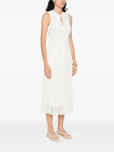 Sandro Draped Midi Dress In White
