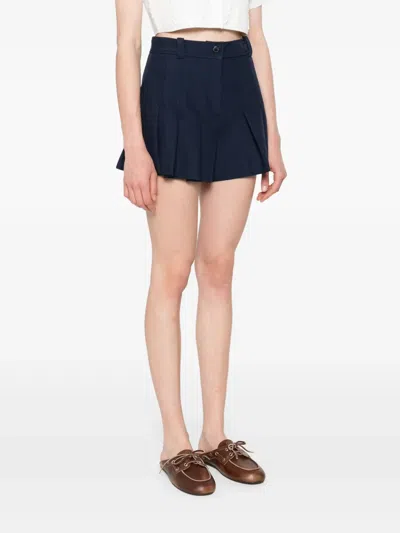 Sandro Pleated Shorts In Blue