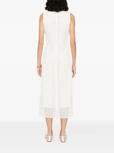 Sandro Draped Midi Dress In White