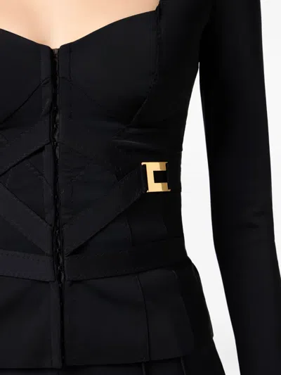 Elisabetta Franchi Corset-detail Long-sleeve T-shirt