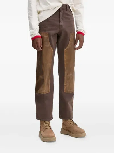 Bluemarble Embellish-panel Trousers In Brown