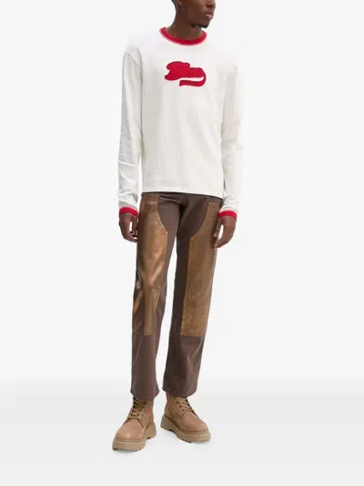 Bluemarble Embellish-panel Trousers In Brown