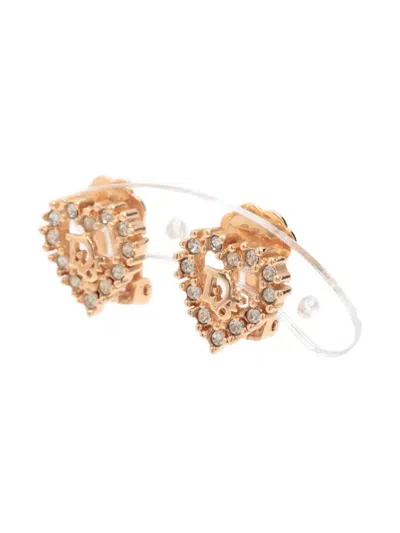 Pre-owned Dior Crystal-embellished Clip-on Earrings