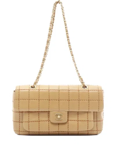 Pre-owned Chanel 2002-2003 Chocolate Bar Small Shoulder Bag In Neutral