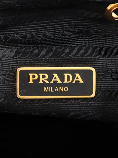 Pre-owned Prada Drawstring Leather Bucket Bag In Black