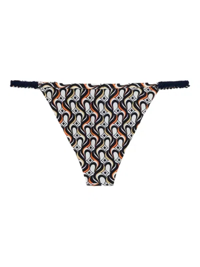 La Doublej Fonda Geometric-print String Bikini Bottom In Multi