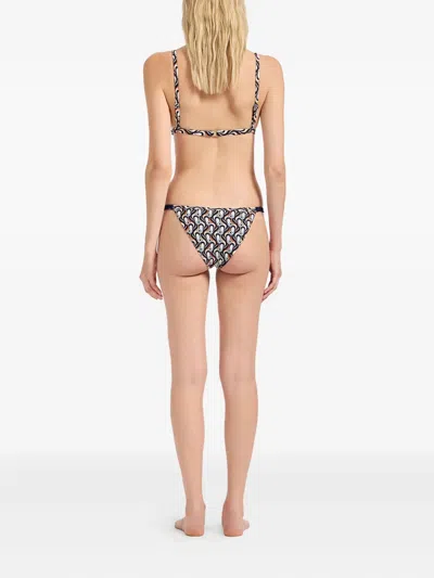 La Doublej Fonda Geometric-print String Bikini Bottom In Multi