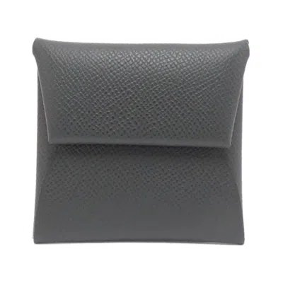 Pre-owned Hermes Bastia Vert Fonce Epsom Leather Coin Purse/coin Case () In Green
