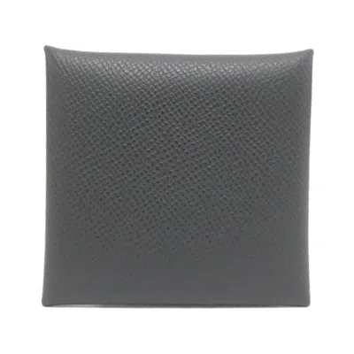 Pre-owned Hermes Bastia Vert Fonce Epsom Leather Coin Purse/coin Case () In Green