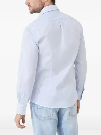 Brunello Cucinelli Cotton Spread-collar Shirt In Blue