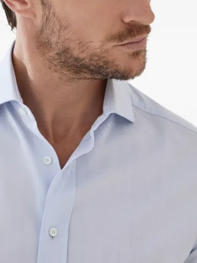 Brunello Cucinelli Cotton Spread-collar Shirt In Blue