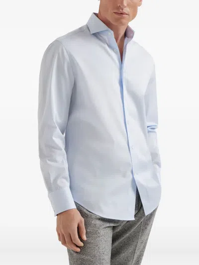 Brunello Cucinelli Spread Collar Shirt In White