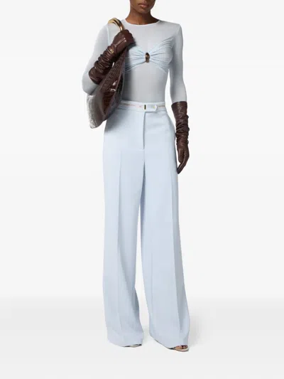 Elisabetta Franchi Logo-ribbon Trousers In Blue
