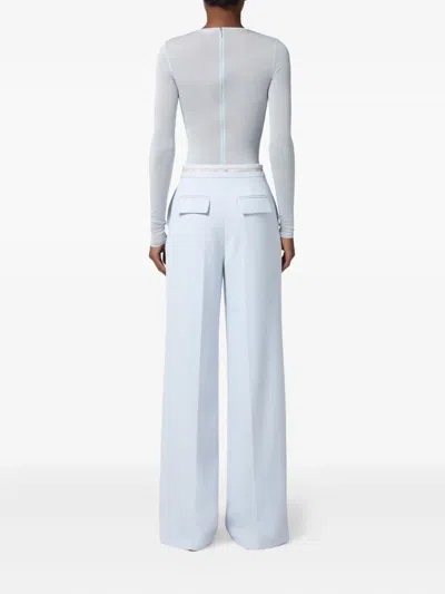 Elisabetta Franchi Logo-ribbon Trousers In Blue