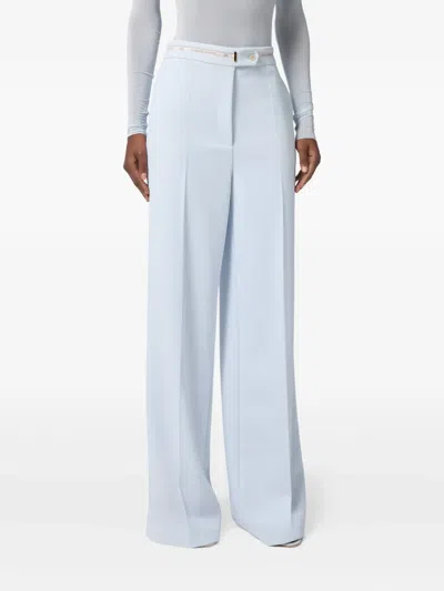 Elisabetta Franchi Logo-ribbon Trousers In Blue