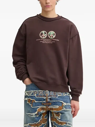Bluemarble Peace-globe Print Sweatshirt In Brown