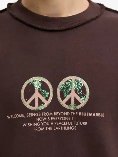 Bluemarble Peace-globe Print Sweatshirt In Brown