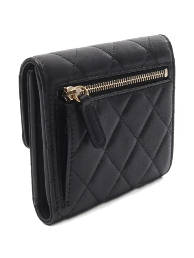 Pre-owned Chanel 2019 Coco Mark Pearl Wallet In Black