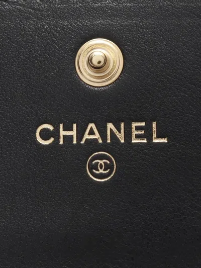 Pre-owned Chanel 2019 Coco Mark Pearl Wallet In Black