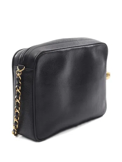 Pre-owned Chanel 1994-1996 Triple Coco Mark Small Shoulder Bag In Black
