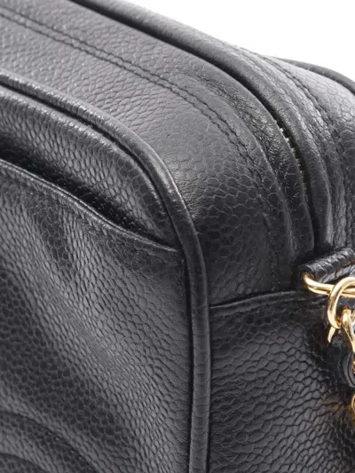 Pre-owned Chanel 1994-1996 Triple Coco Mark Small Shoulder Bag In Black