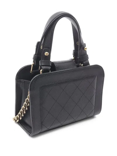 Pre-owned Chanel 2016-2017 Mini Diamond-quilting Tote Bag In Black