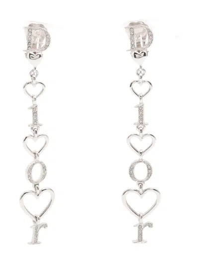 Pre-owned Dior Letters-charm Heart-motif Earrings