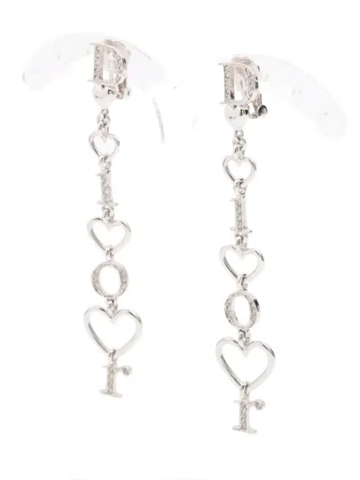 Pre-owned Dior Letters-charm Heart-motif Earrings