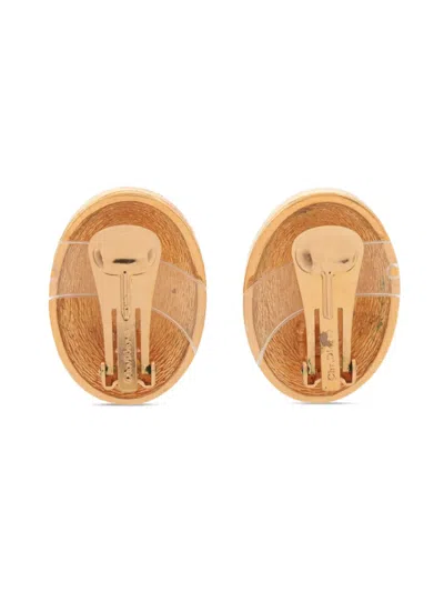 Pre-owned Dior Oval Embossed-logo Earrings