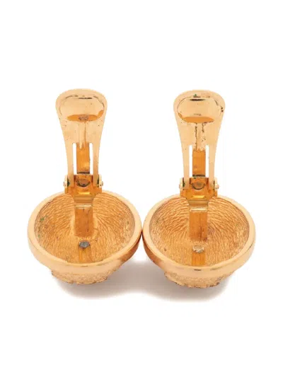 Pre-owned Dior Oval Embossed-logo Earrings