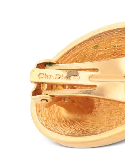 Pre-owned Dior Oval Embossed-logo Earrings