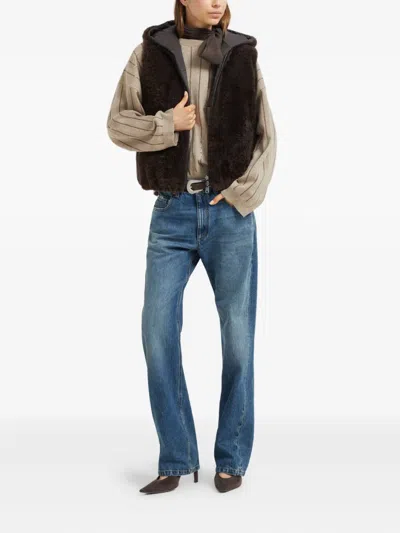Brunello Cucinelli Loose Fit Denim Jeans With Belt Loops In Blue