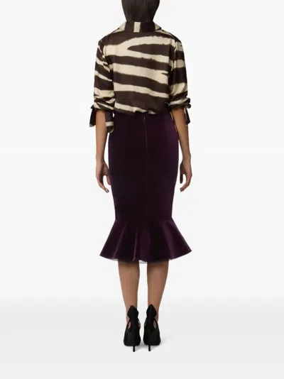 Nina Ricci Zebra-print Satin Button-down Blouse In Brown