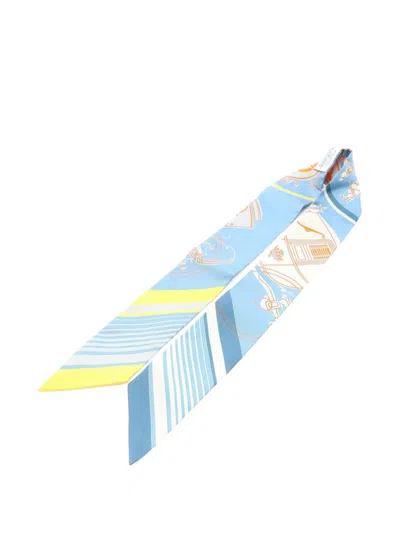 Pre-owned Hermes 20s Ex-libris Twilly Silk Scarves