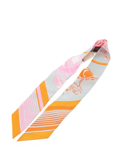 Pre-owned Hermes 20s Ex-libris Twilly Silk Scarves