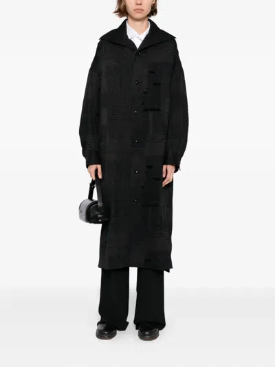 Y's Patterned Coat In Black