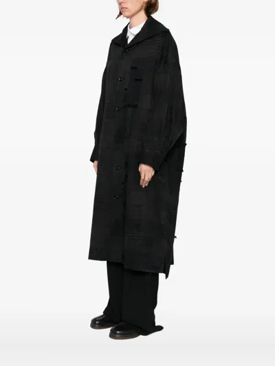 Y's Patterned Coat In Black