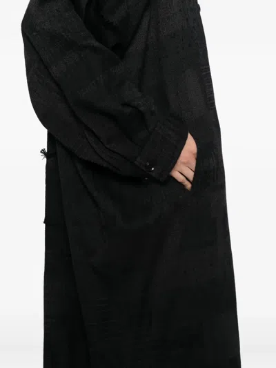 Y's Patterned Coat In Black