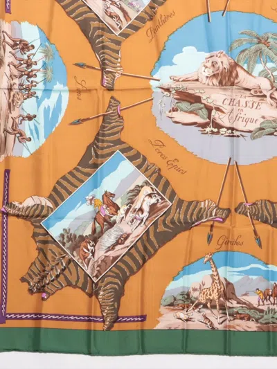 Pre-owned Hermes La Chasse En Afrique Silk Scarf