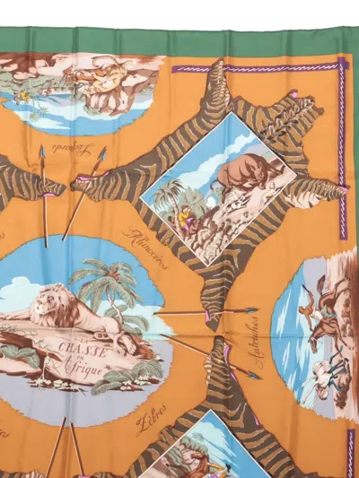 Pre-owned Hermes La Chasse En Afrique Silk Scarf