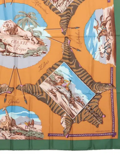 Pre-owned Hermes La Chasse En Afrique Silk Scarf