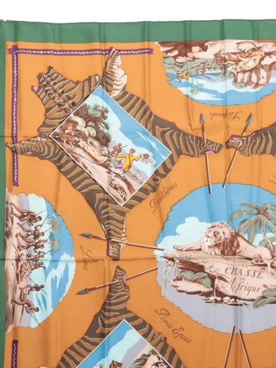 Pre-owned Hermes La Chasse En Afrique Silk Scarf